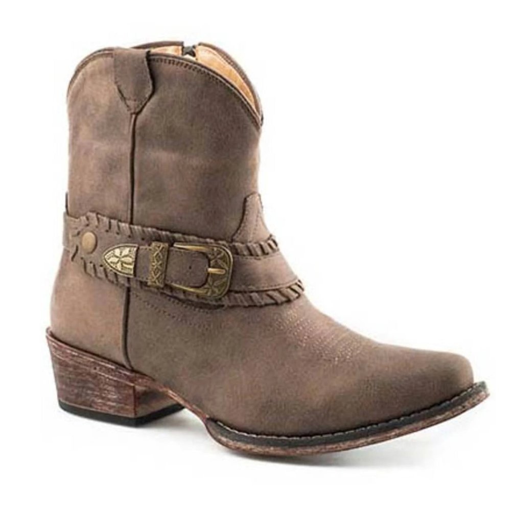 Roper‎ Womens Size 8 Nelly Brown Faux Vegan Leather Western Cowboy Boots Shoes